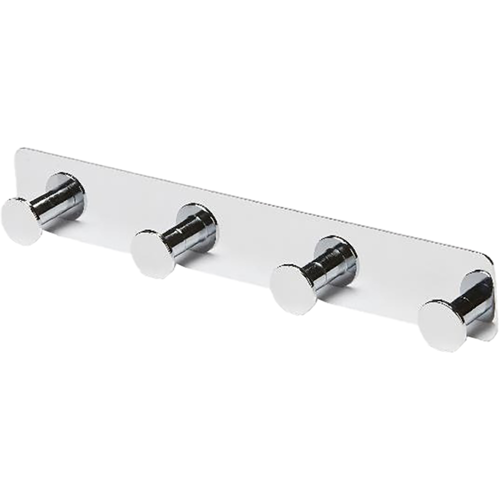 Cuier baie cu 4 agatatoare Koros GOODHOME, 25.7 x 2 x 4 cm, otel, argintiu
