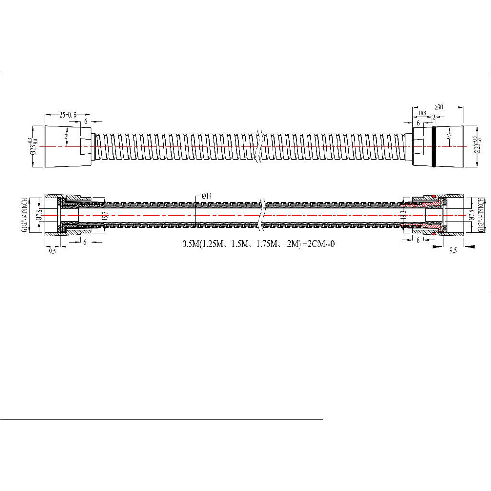 Furtun de dus GOODHOME 100658703, 2 m, crom