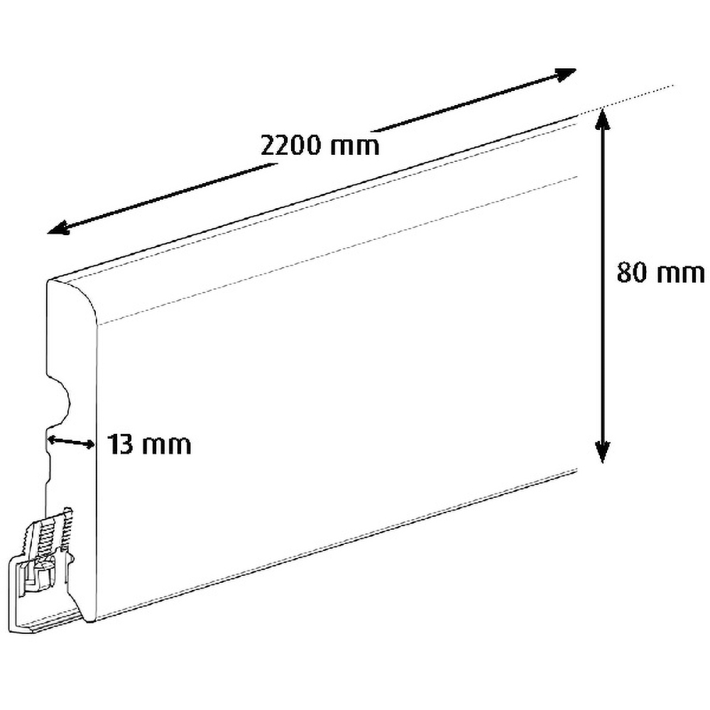 Plinta parchet GOODHOME, MDF, 220 x 8 x 1.3 cm, natur