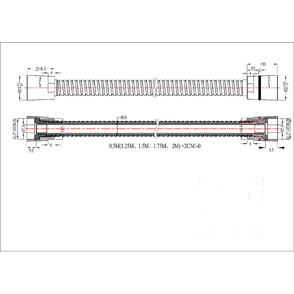 Furtun de dus GOODHOME 100663818, 1.5 m, crom