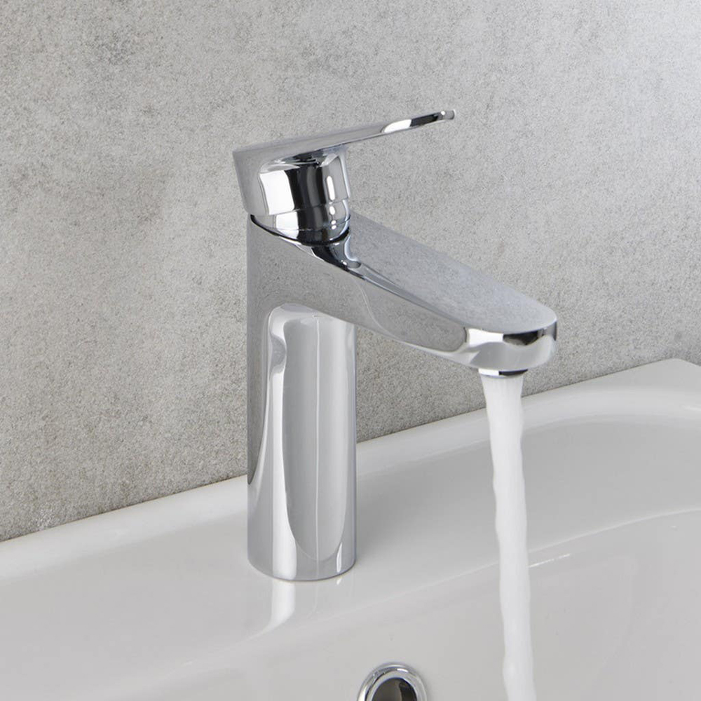 Baterie lavoar GOODHOME Cavally, inaltime 18.1 cm, alama, argintiu