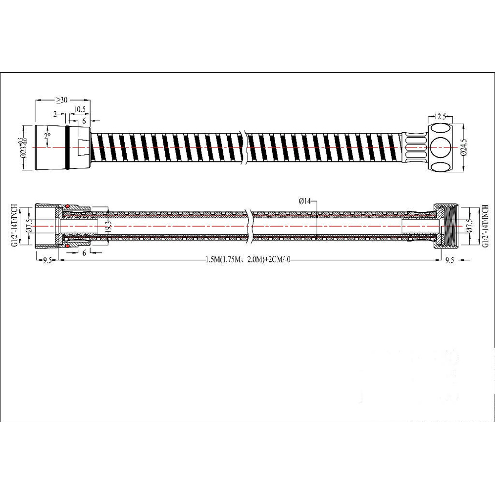 Furtun de dus GOODHOME 100666364, 1.5 m, gri-argintiu