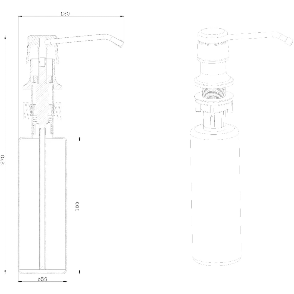 Dispenser sapun lichid GOODHOME Datil, 27 cm, inox