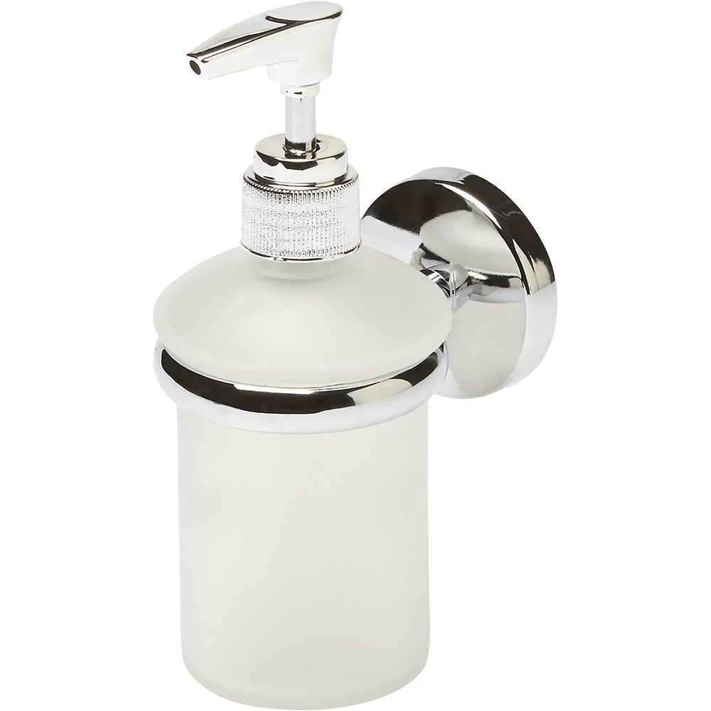 Dozator pentru sapun Ormara GOODHOME, 9.5 x 6.8 x 15.7 cm, sticla si otel, argintiu