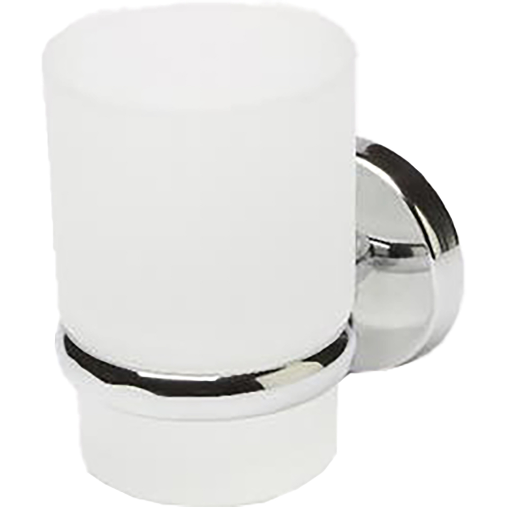 Suport pentru periute de dinti Ormara GOODHOME, 9.5 x 6.8 x 9.5 cm, sticla si otel, argintiu