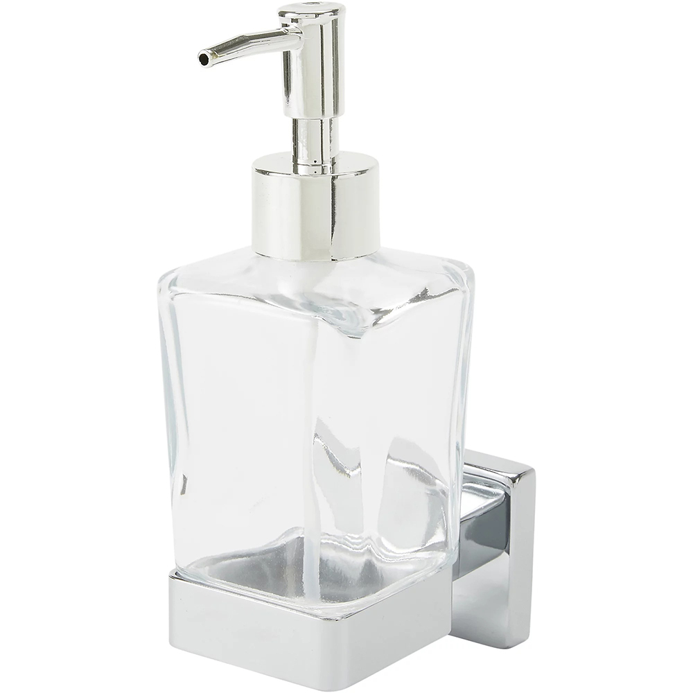 Dozator pentru sapun Alessano GOODHOME, 9.5 x 6.4 x 18.5 cm, sticla si otel, transparent
