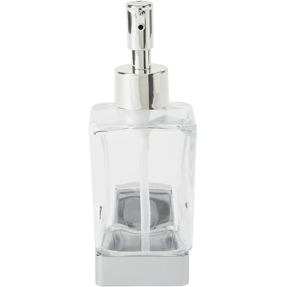 Dozator pentru sapun Alessano GOODHOME, 9.5 x 6.4 x 18.5 cm, sticla si otel, transparent