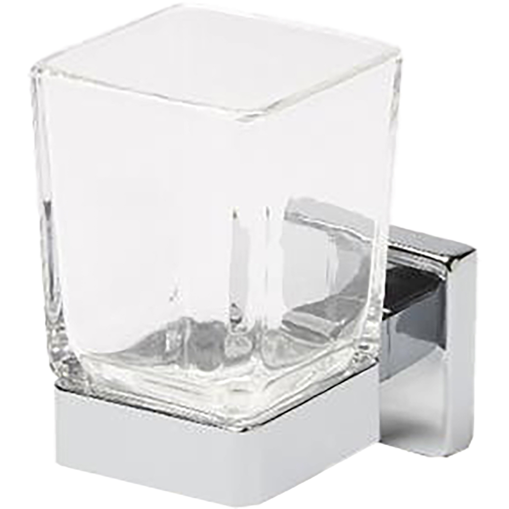 Suport pentru periute de dinti Alessano GOODHOME, 10 x 6.8 x 11 cm, sticla si otel, transparent