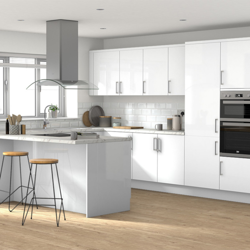 Front usa GOODHOME Artemisia, MDF, 24.7 x 71.5 x 1.8 cm, alb lucios