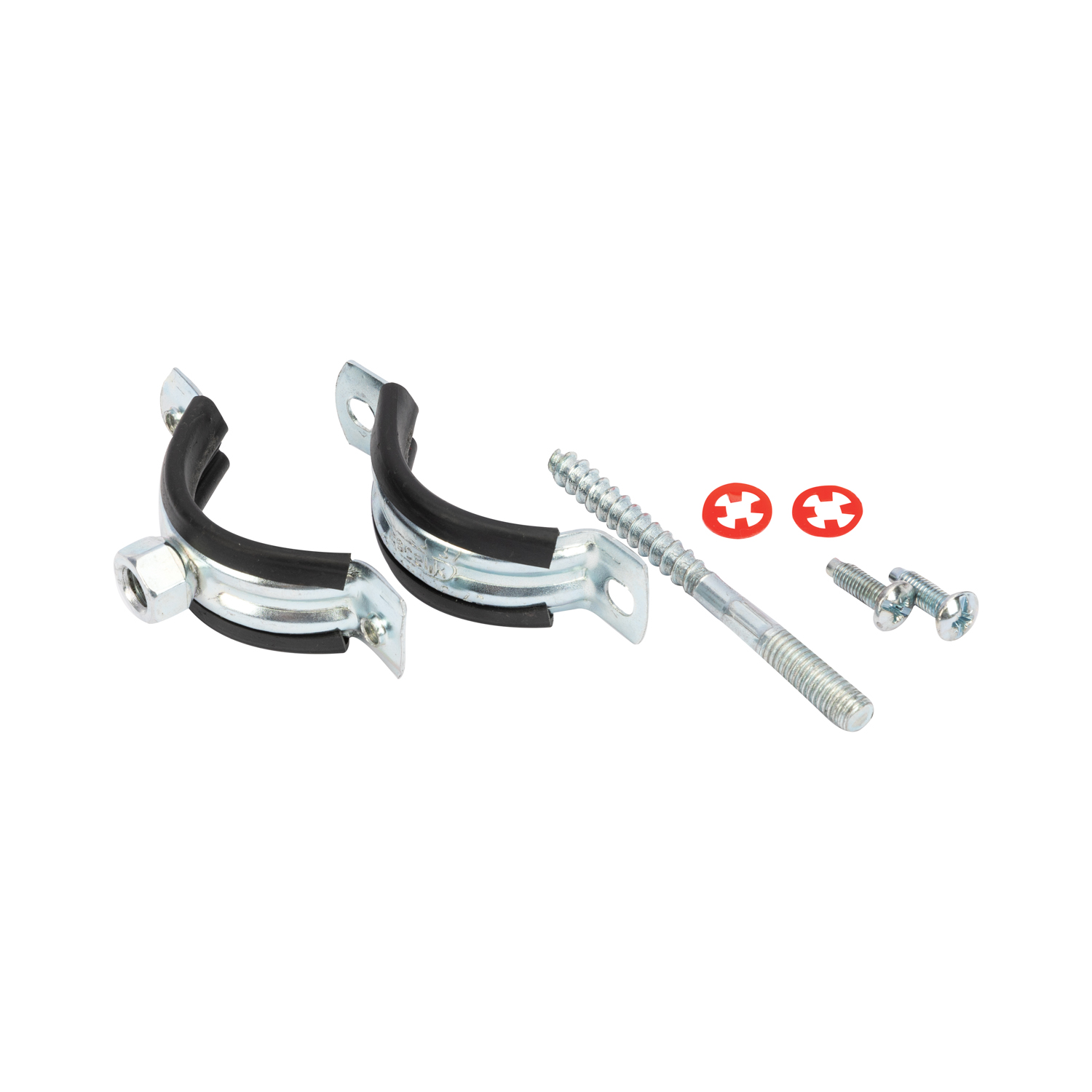 Colier metalic cu garnitura, surub si diblu, 40mm, argintiu, 1buc