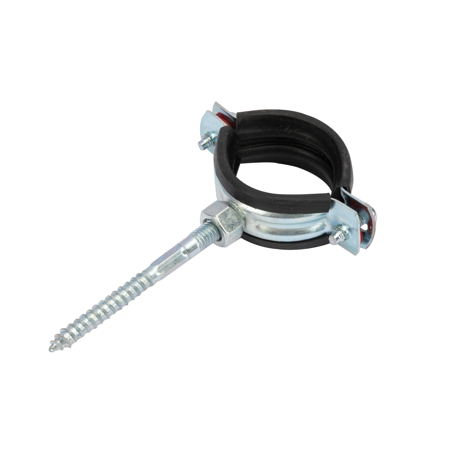 Colier metalic cu garnitura, surub si diblu, 32mm, argintiu, 1buc