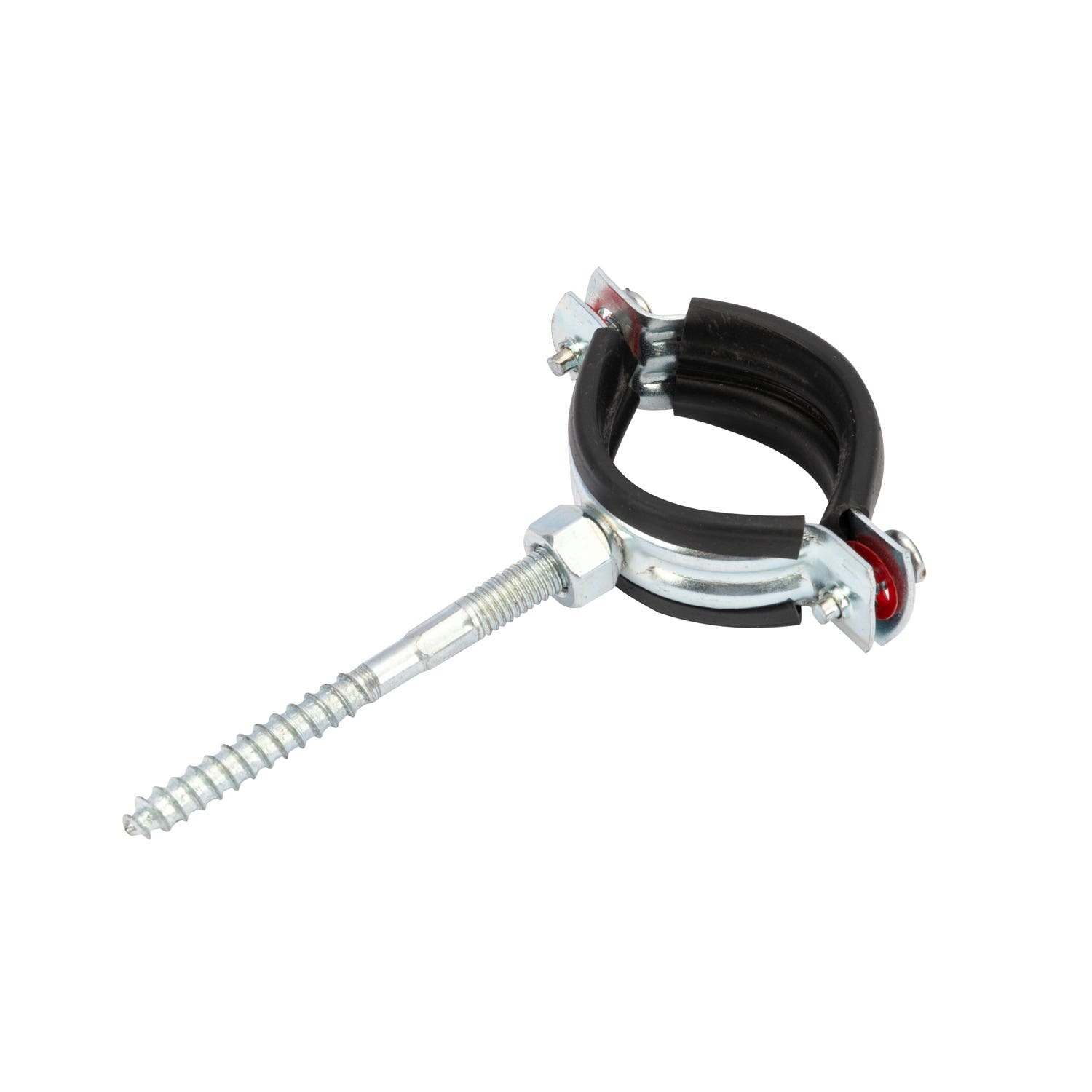 Colier metalic cu garnitura, surub si diblu, 20mm, argintiu, 1buc