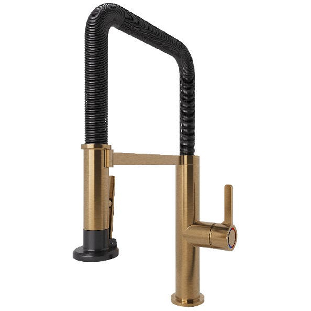 Baterie bucatarie GOODHOME Kamut, extractibil, alama sanitara, bronz-negru