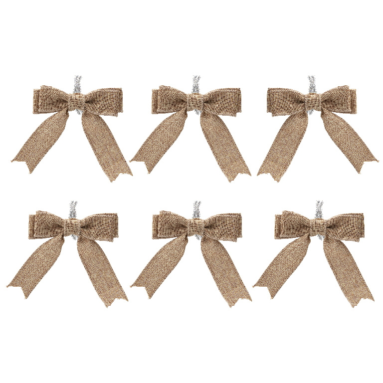 Set 6 fundite pentru brad Craciun, 9 x 10 cm, iuta, maro