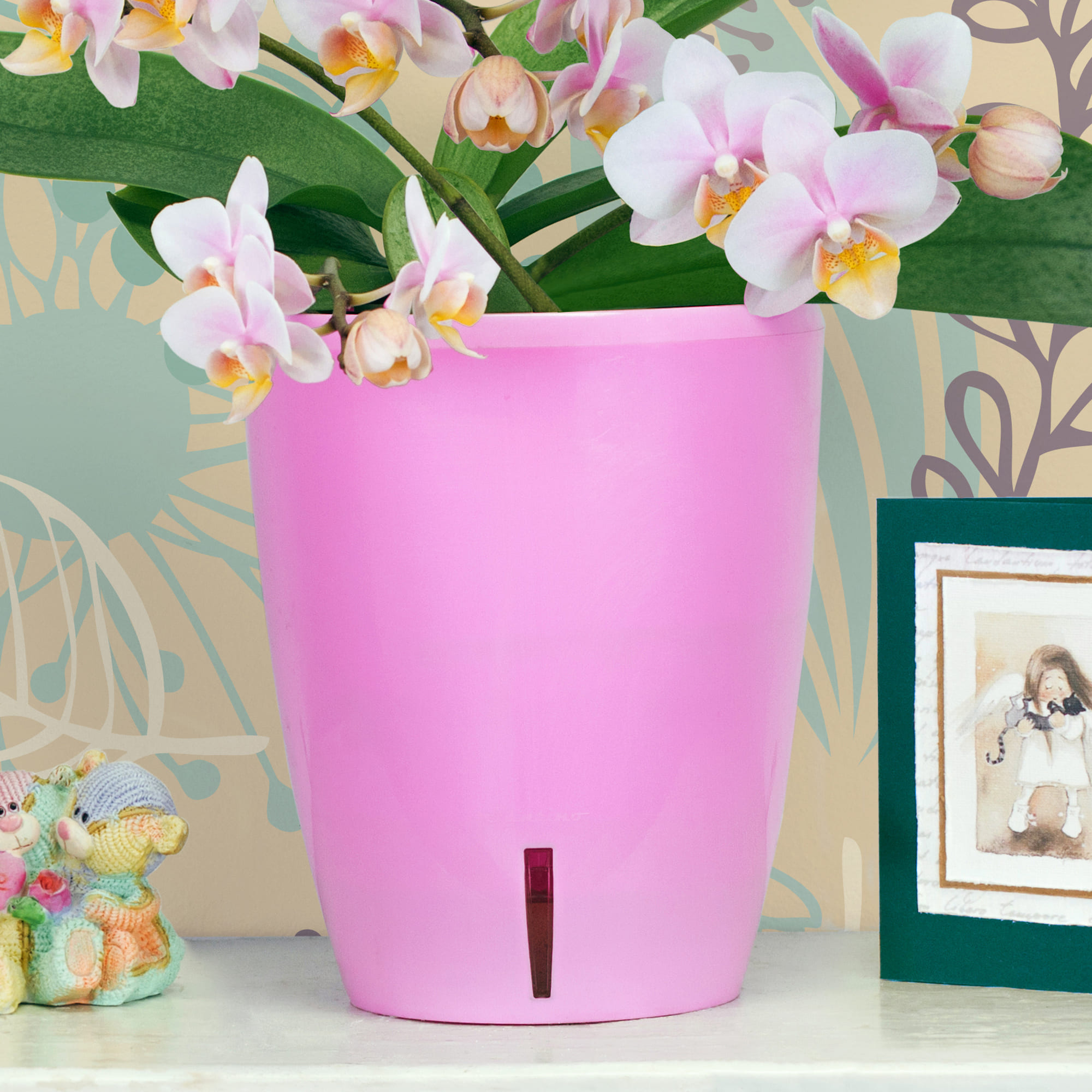 Ghiveci flori Orchidea Twin, plastic, D 15 cm, roz