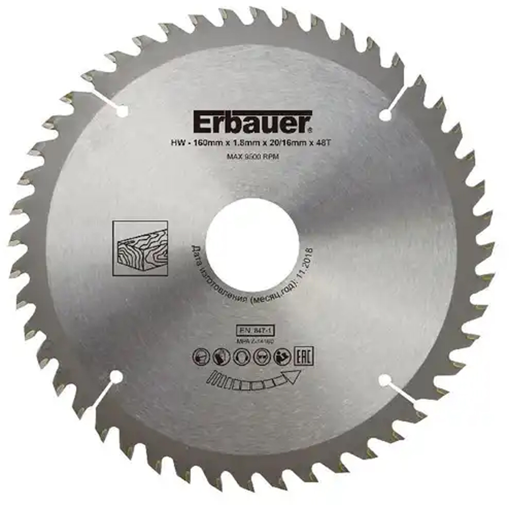 Disc debitare lemn ERBAUER 100691391, 16 x 2 cm, 24 dinti, bucsa 16/20