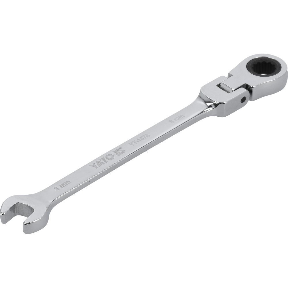 Cheie combinata YATO, 8 mm, Crom-Vanadiu, cap flexibil