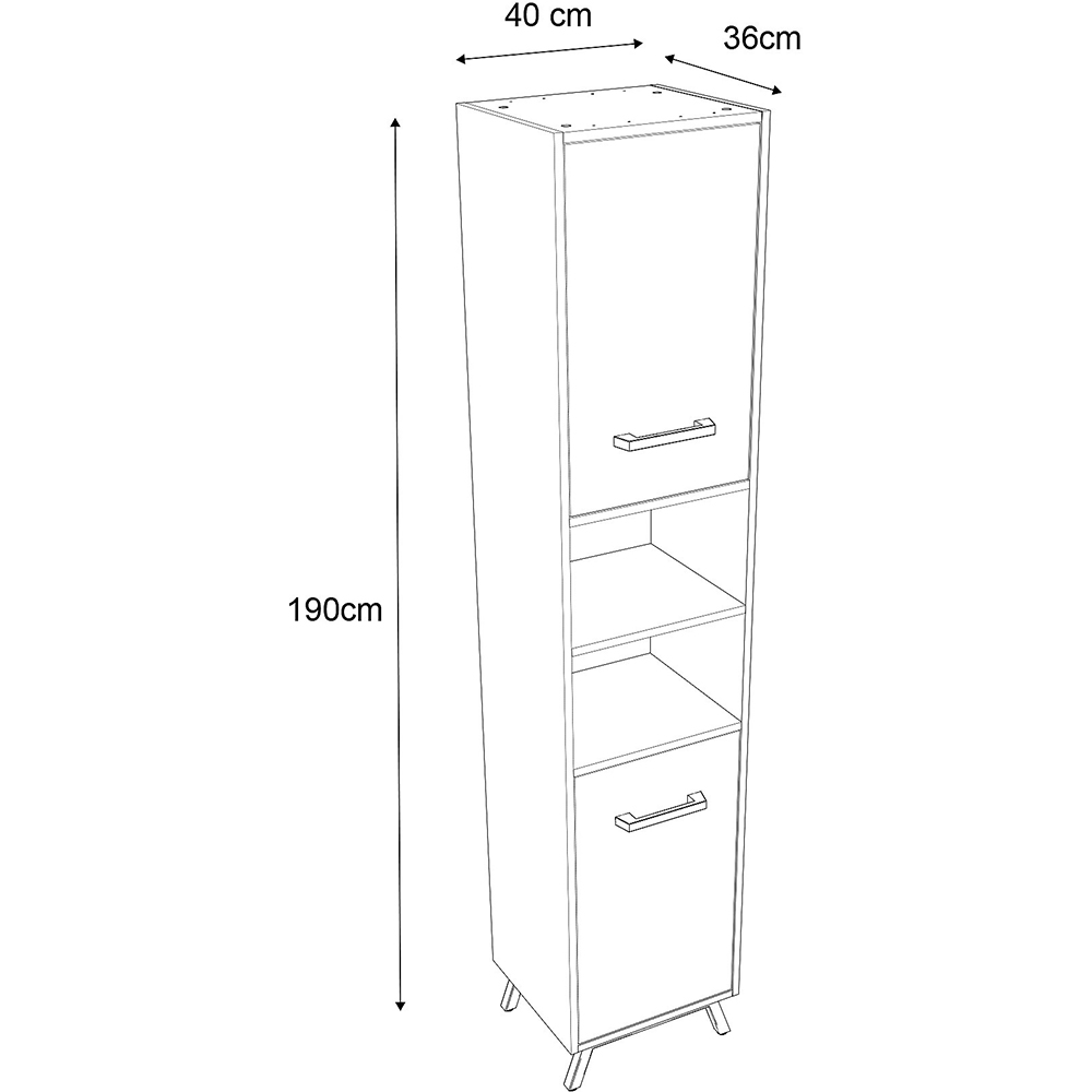 Dulap baie GOODHOME Ladoga, 40 x 36 x 190 cm, alb mat