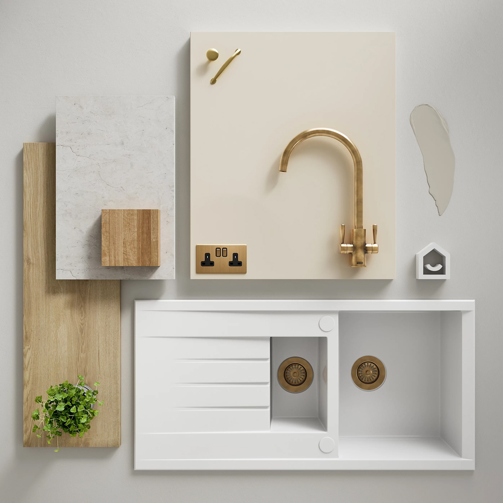 Front usa GOODHOME Stevia, MDF, 59.7 x 62.6 x 1.8 cm, Crem