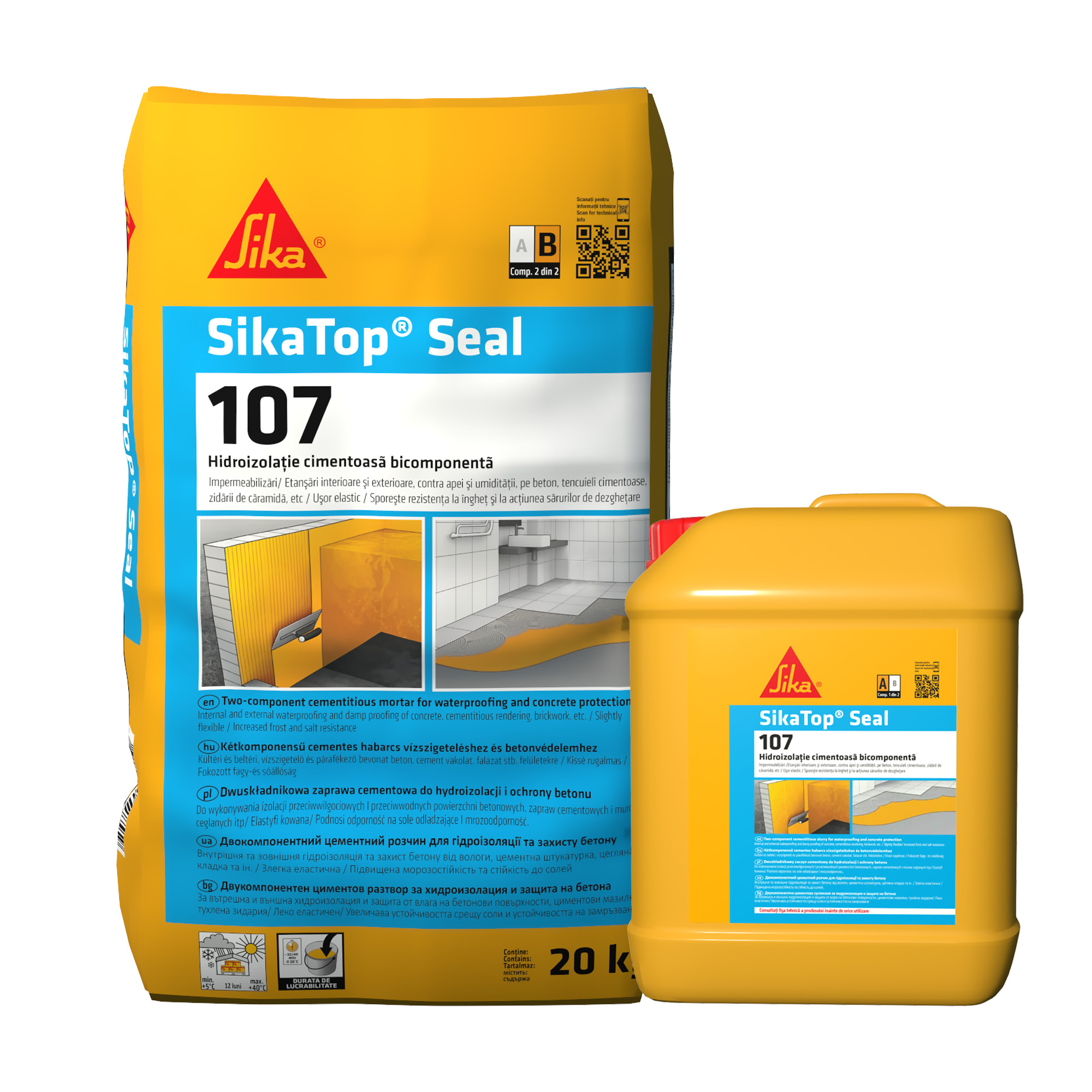 Mortar bicomponent Sika Top Seal 107, 25 kg