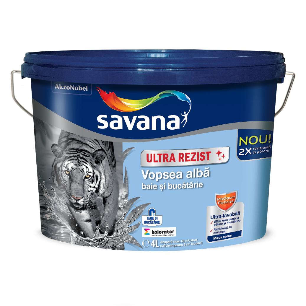 Savana vopsea superlavabila alba pentru baie si bucatarie 4L
