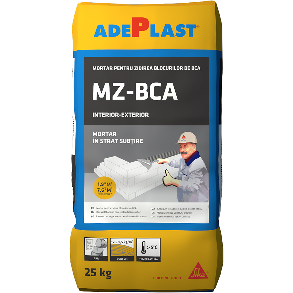Mortar pentru zidarie in strat subtire ADEPLAST MZ-BCA, 25 kg