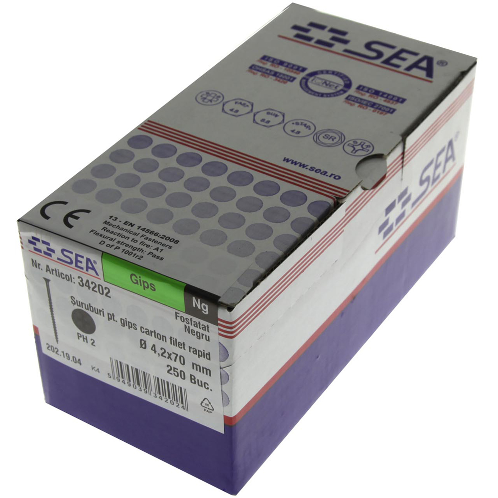 Surub gips-carton, 4.2 x 70mm, PH2, otel, negru (vrac 250buc/Kg)