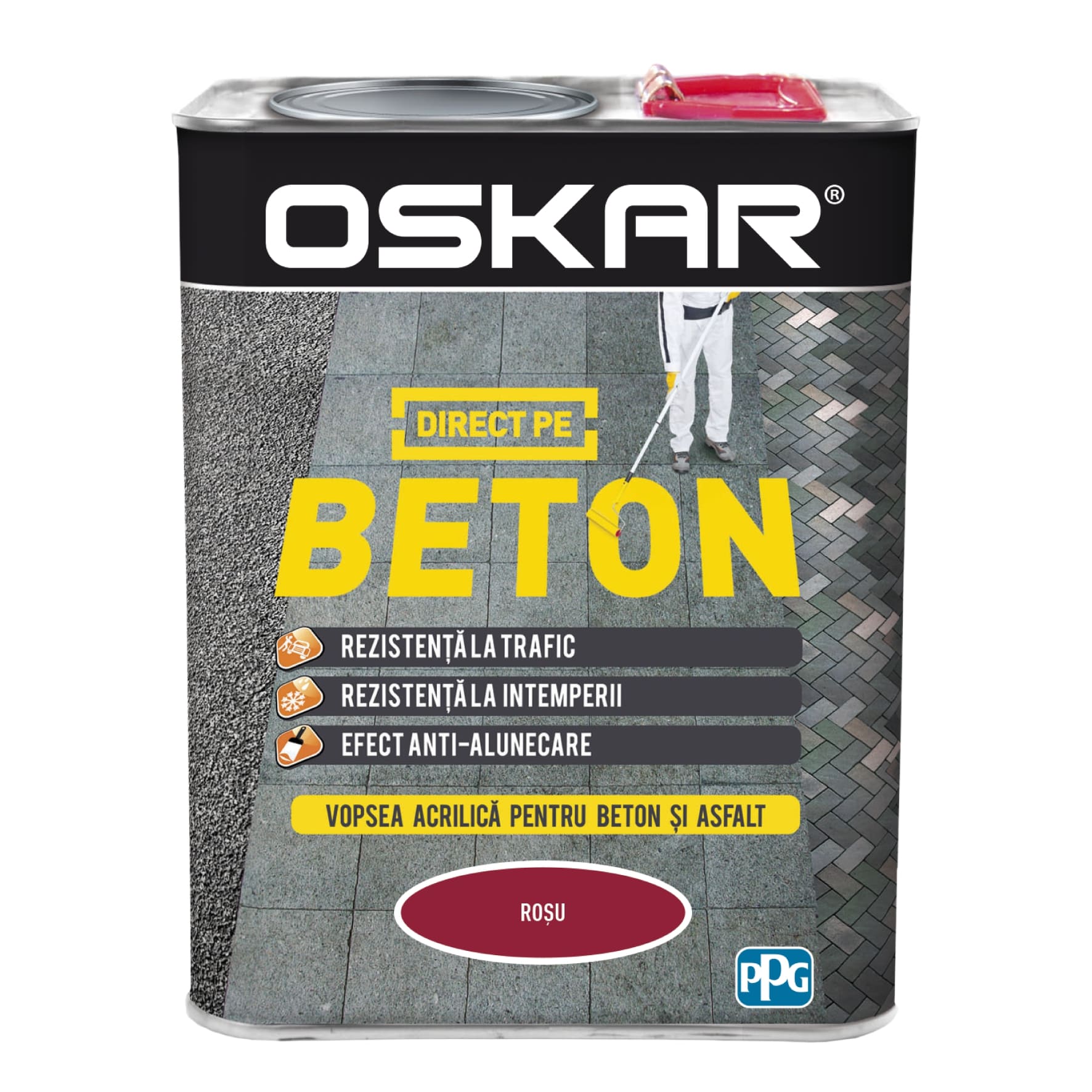 Email direct pe beton, interior/exterior, culoare rosu, 2.5 L Oskar