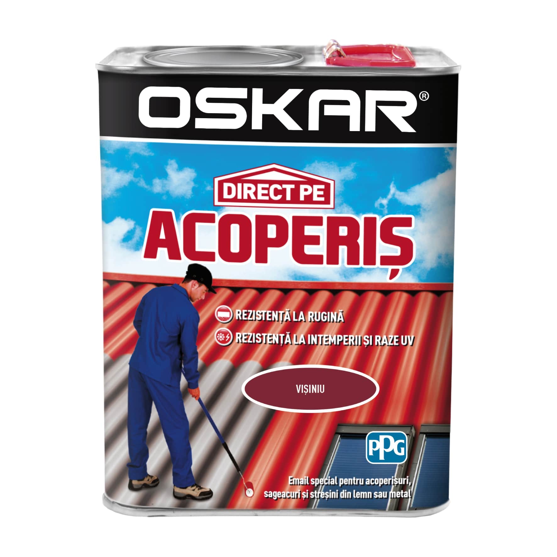 Email direct pe acoperis, interior/exterior, culoare visiniu, 2.5 L Oskar