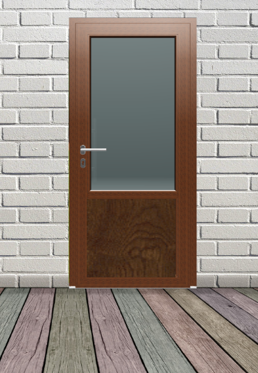 Usa exterior FENSTERWELT, cu geam, 6 camere, stanga, PVC, 88 x 205 cm, nuc