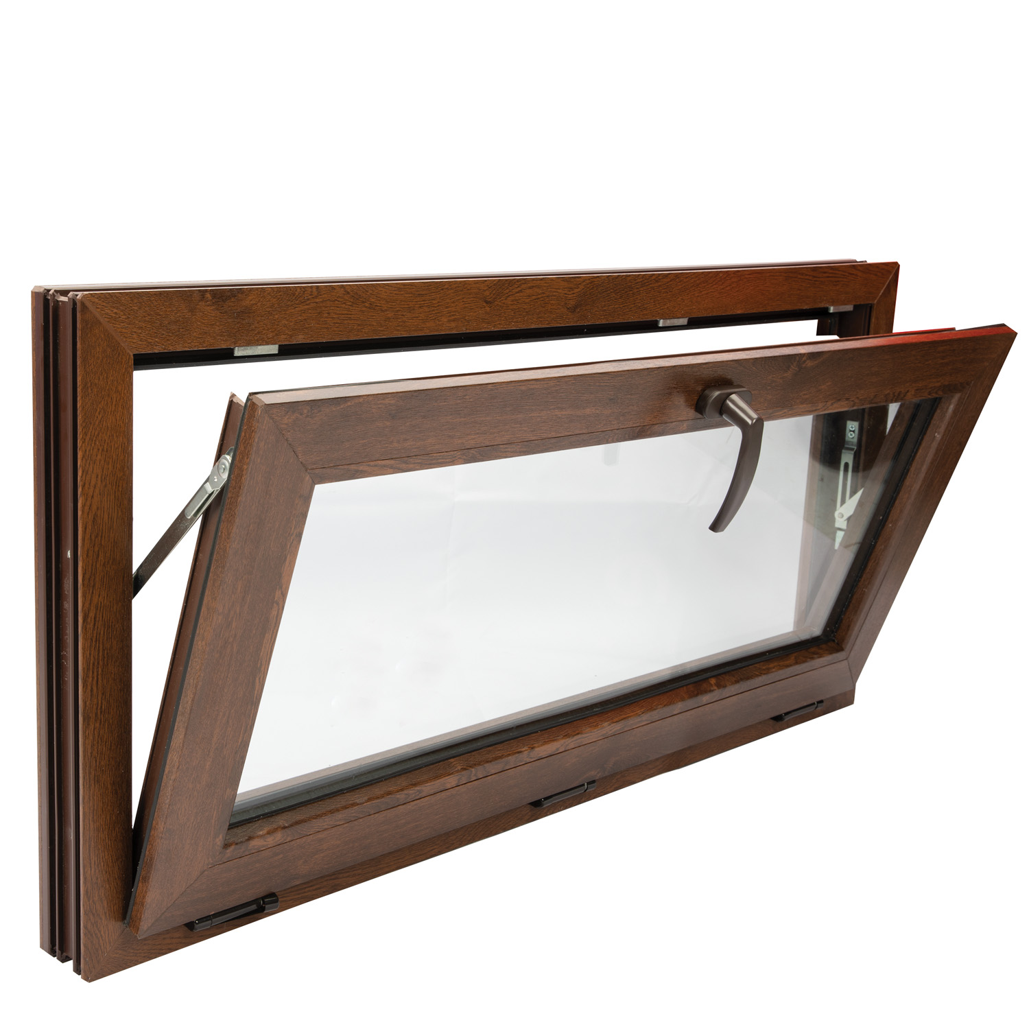 Fereastra termopan FENSTERWELT, PVC, 6 camere, 116 x 56 cm, deschidere oscilanta in jos, nuc