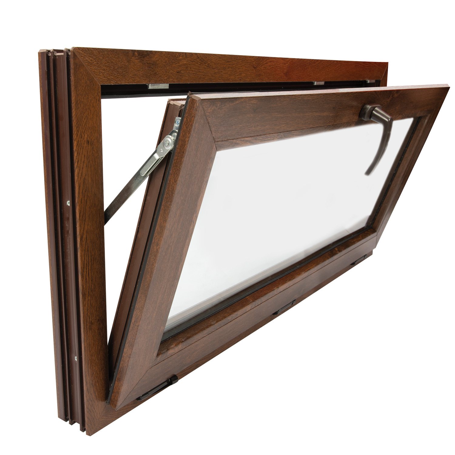 Fereastra termopan FENSTERWELT, PVC, 6 camere, 116 x 56 cm, deschidere oscilanta in jos, nuc