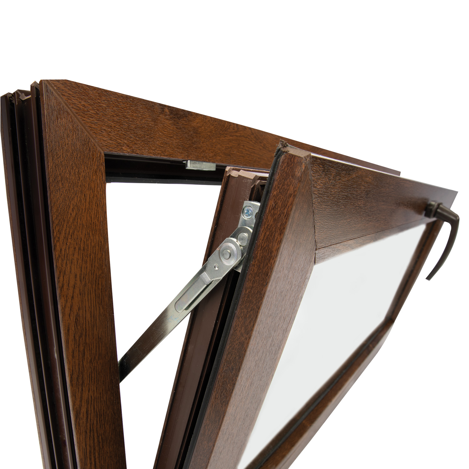 Fereastra termopan FENSTERWELT, PVC, 6 camere, 116 x 56 cm, deschidere oscilanta in jos, nuc