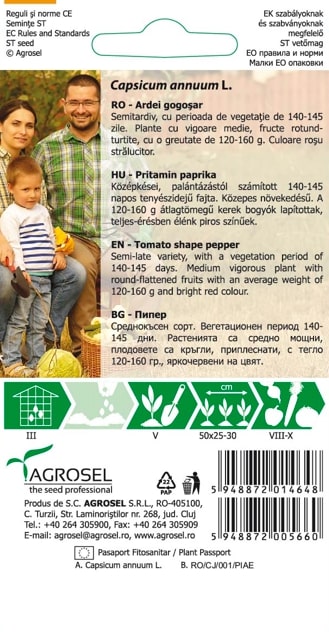 Seminte ardei gogosar Splendid AGROSEL, 4.35 g