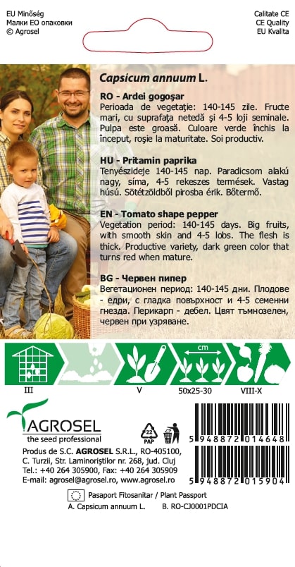 Seminte ardei gogosar Vlad AGROSEL, 4.35 g