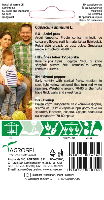 Seminte ardei gras de Siria AGROSEL, 4.35 g
