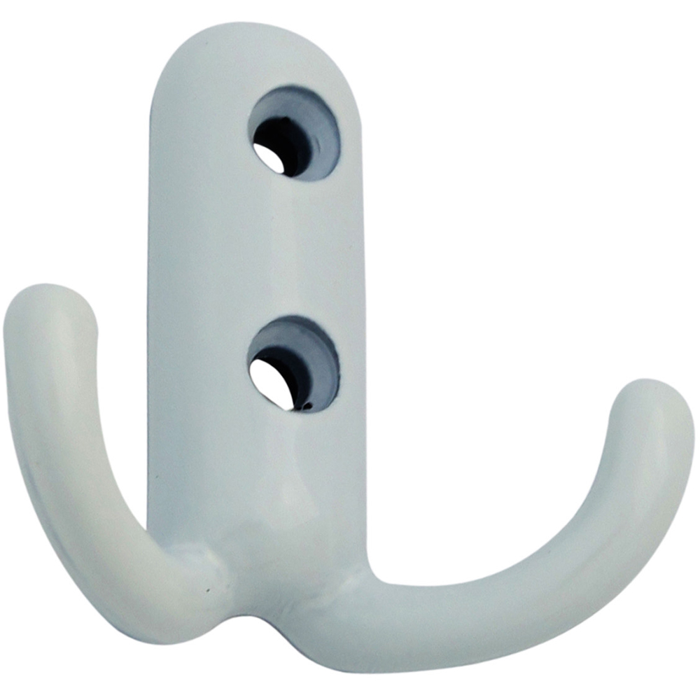 Cuier perete si mobilier, 2 agatatori, metal, alb