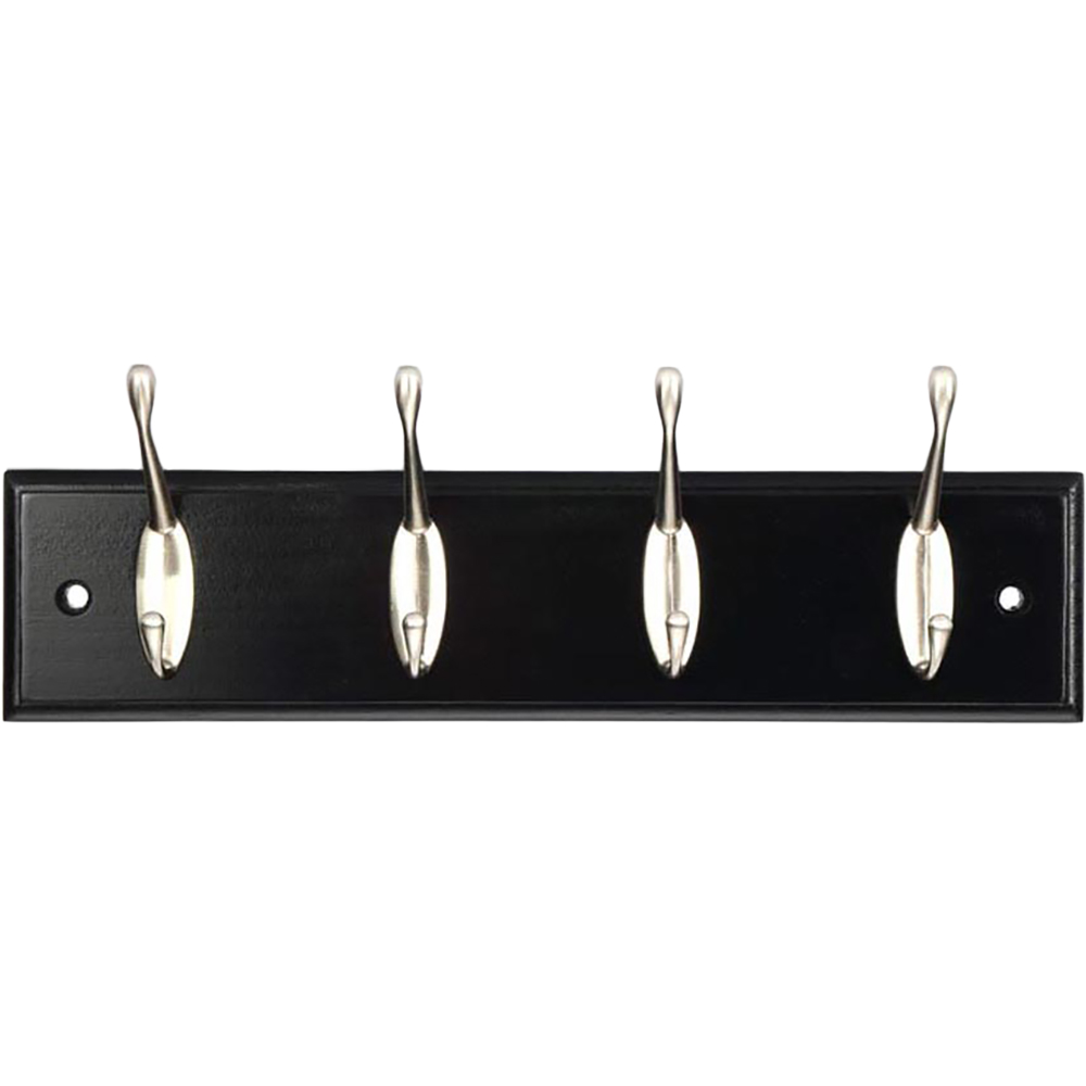 Cuier perete, 4 agatatori, lemn, negru