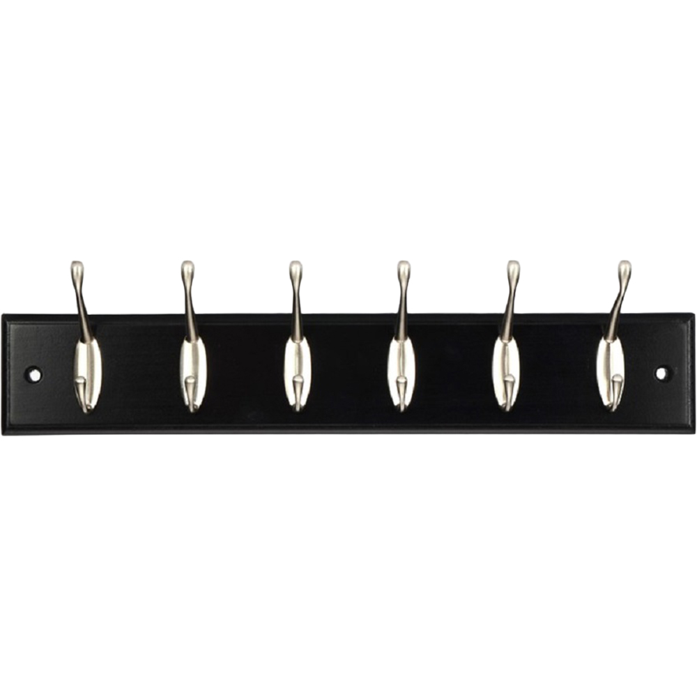 Cuier perete, 6 agatatoare, lemn, negru
