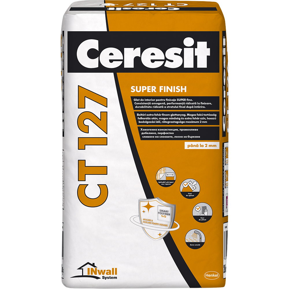 Glet pentru finisare Ceresit CT 127, pe baza de ciment, interior, 20 kg