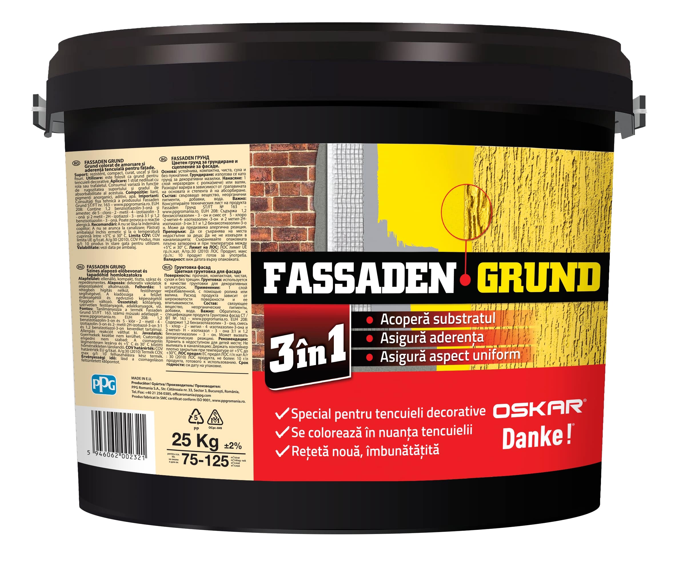 Grund pentru tencuiala, alb, 25 L  Oskar