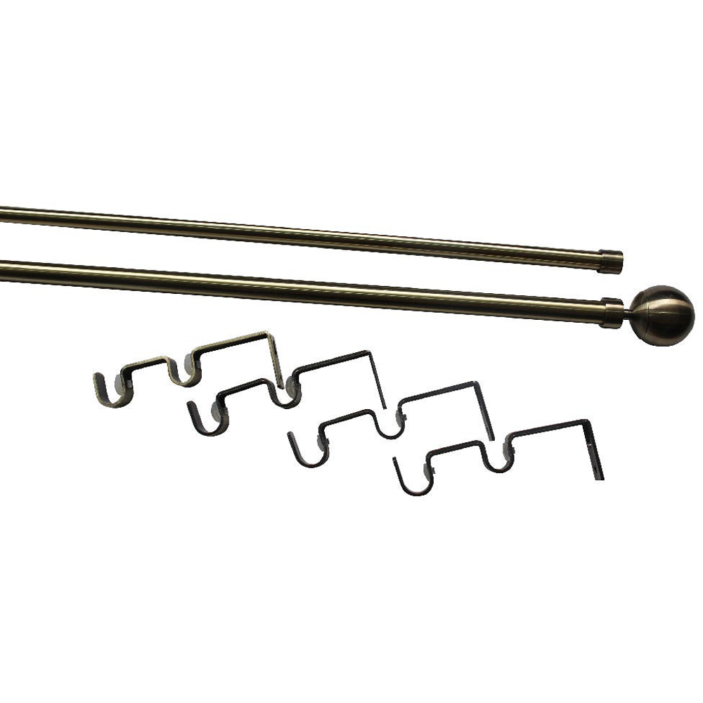 Set galerie dubla extensibila GoodHome Antiki, metal, 330 / 200 cm, diametru 19 mm, auriu