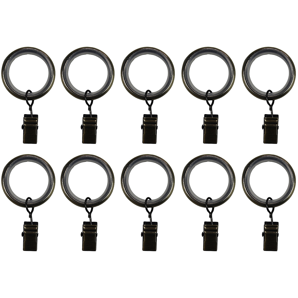Set 10 inele perdea GOODHOME Antiki, metal, 2.5 cm, gri