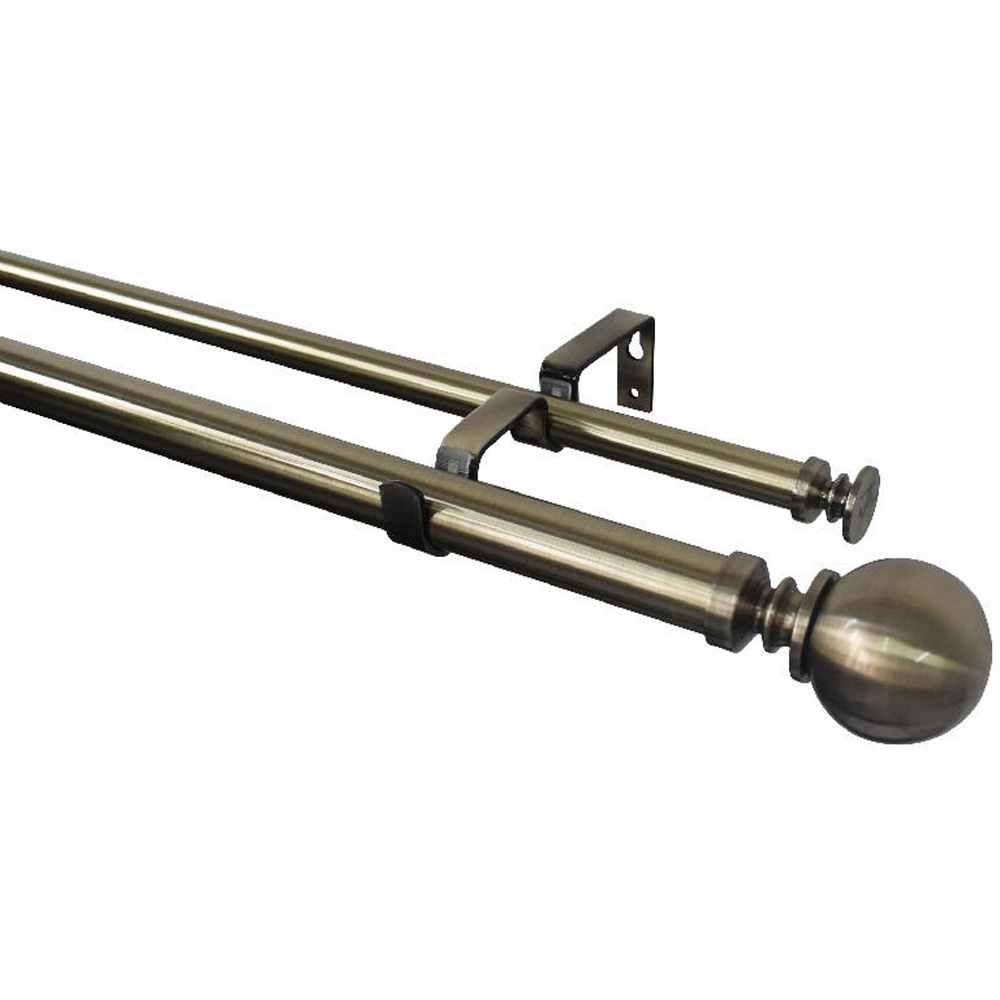 Set galerie dubla extensibila GoodHome Antiki, metal, 330/200 cm, diametru 28 mm, auriu