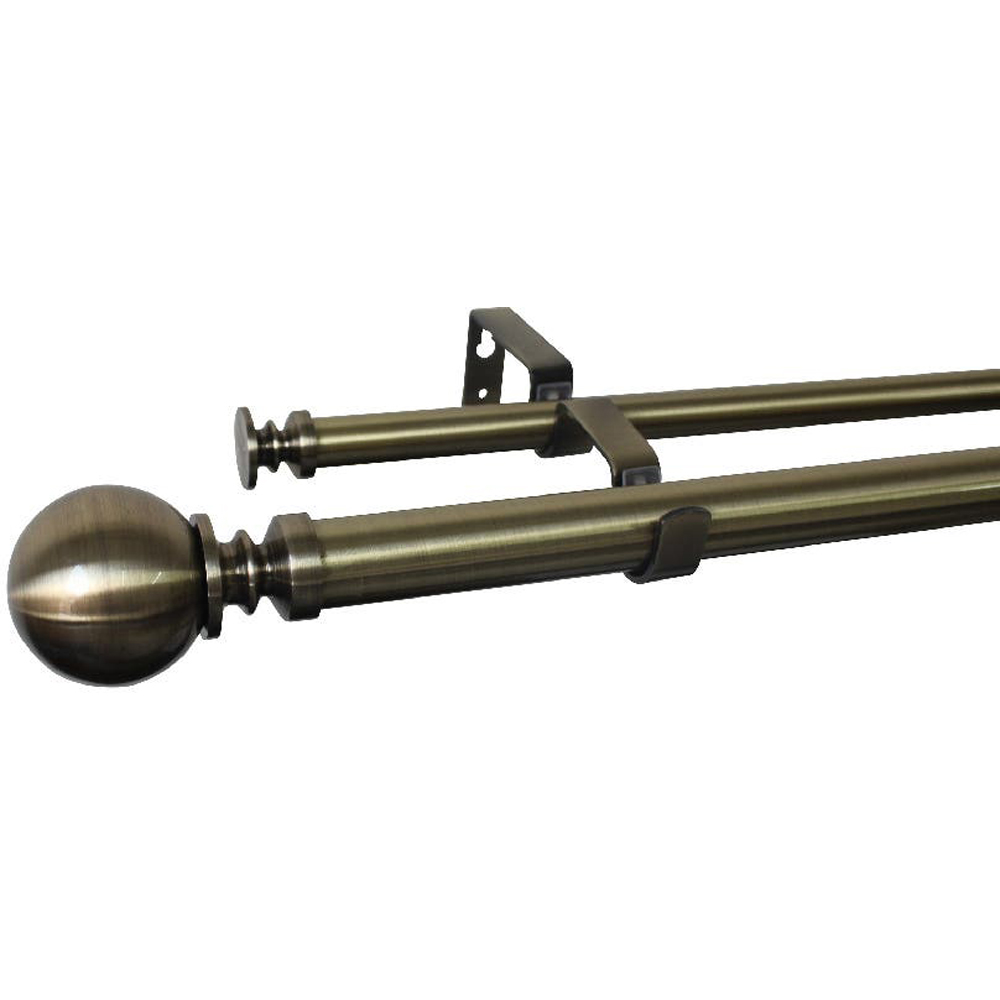 Set galerie dubla extensibila GoodHome Antiki, metal, 330/200 cm, diametru 28 mm, auriu