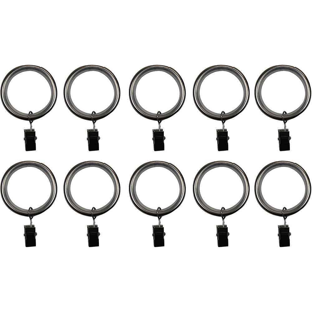Set 10 inele perdea GOODHOME Athens, metal, 3.8 cm, gri