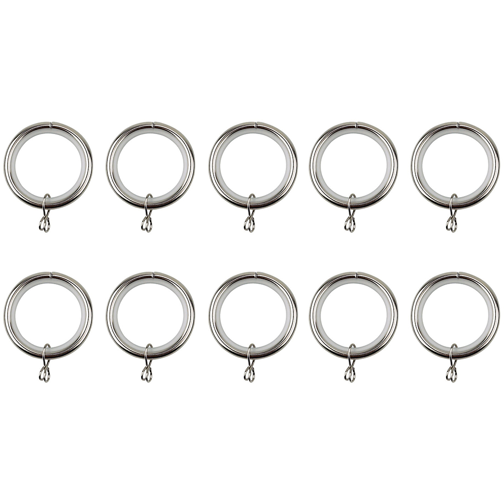 Set 10 inele perdea GOODHOME Olympe, metal, 6.2 cm, argintiu