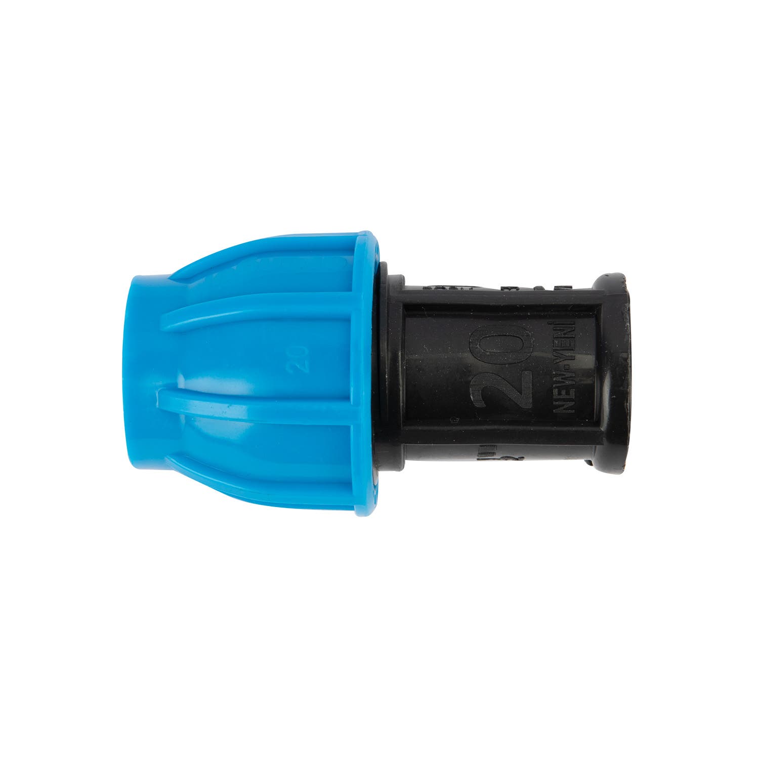 Racord compresiune egal PEHD, 20mm, filet interior, 3/4", polipropilena, negru-albastru