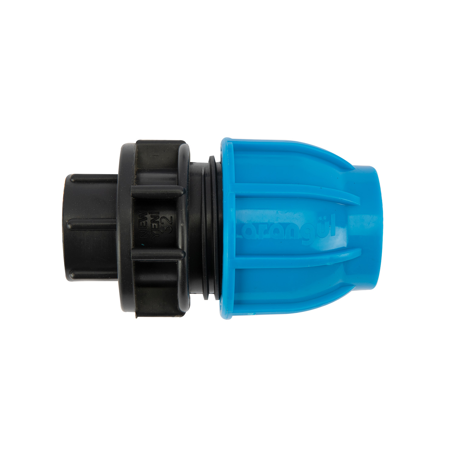 Racord compresiune egal PEHD, 32mm, filet interior, 3/4", polipropilena, negru-albastru