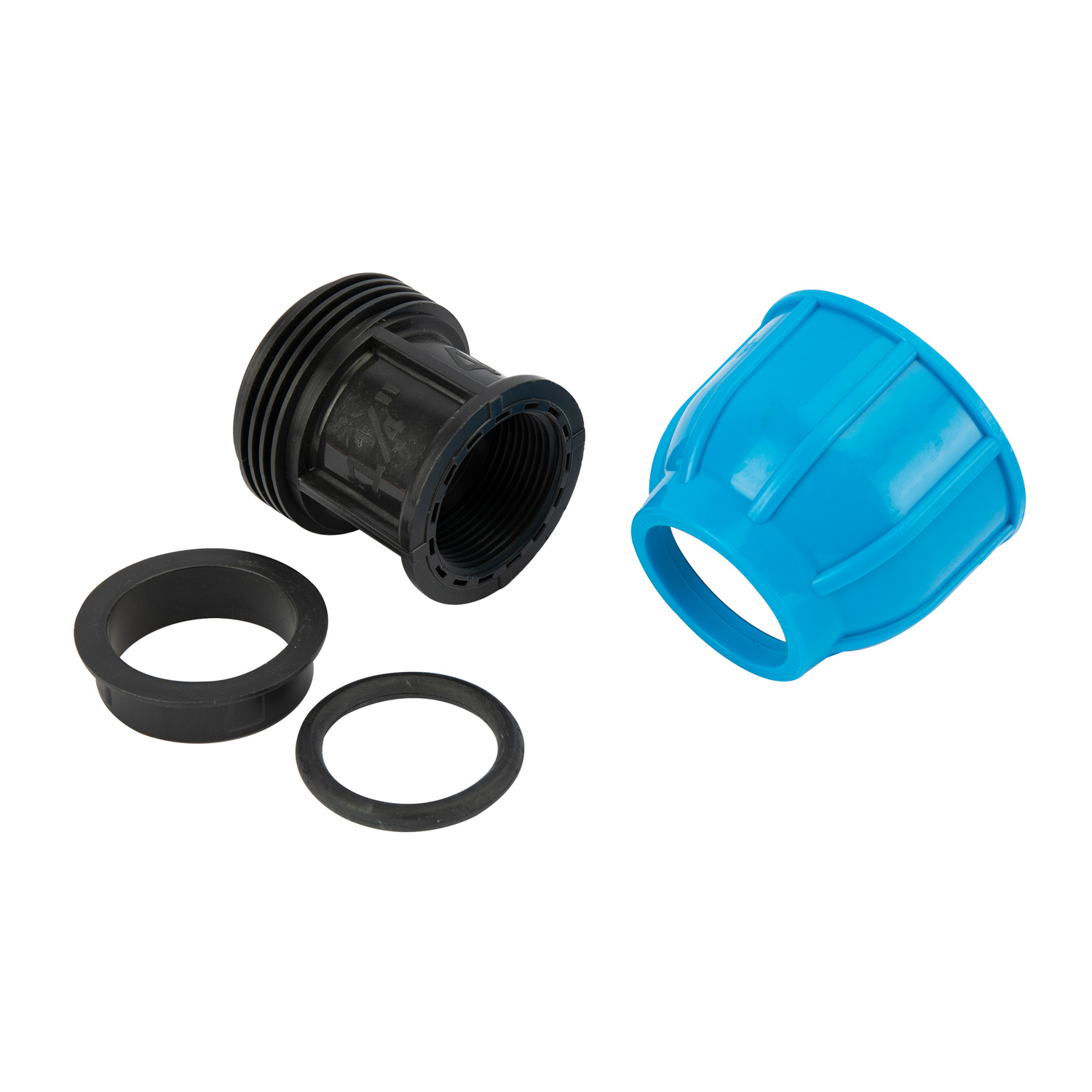 Racord compresiune egal PEHD, 40mm, filet interior, 1.1/4", polipropilena, negru-albastru